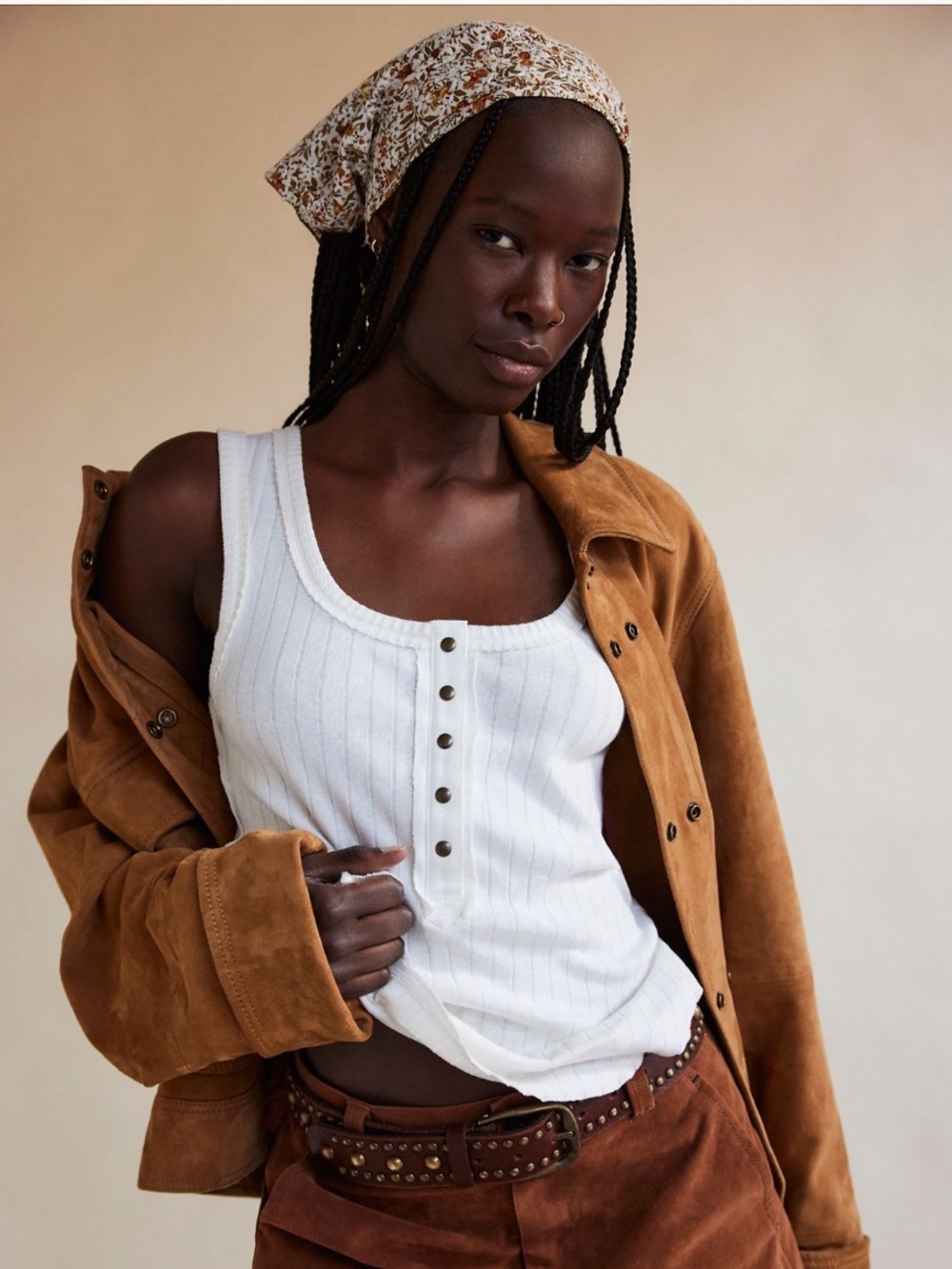 Care Free People | Bryson Henley Tank Top | White | Medium - Picture 5 of 10